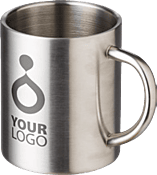 YourLogo.uk image of branded metal cup available with our Express Servicentity